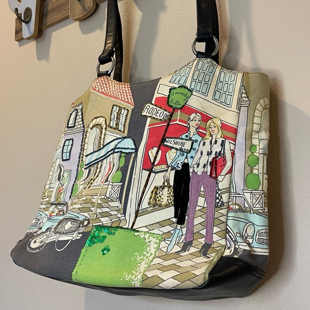 Frankie & Johnnie Vintage Beaded Beverly Hills LA Design Tote Bag - Picture 3 of 9